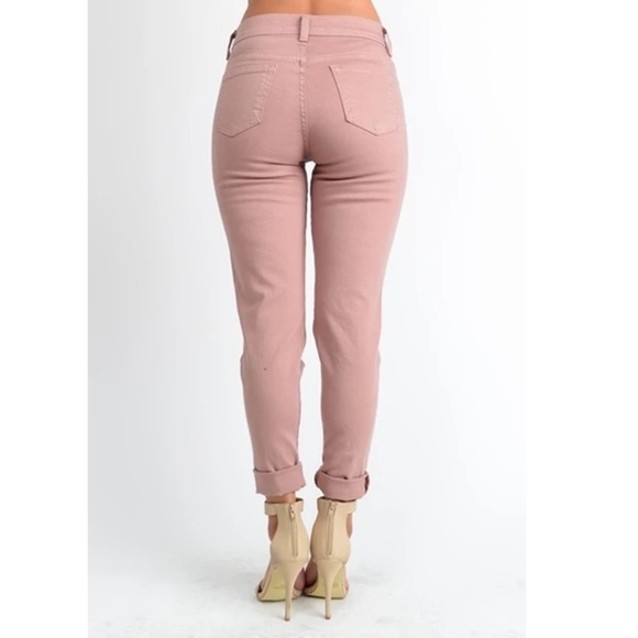GJG Denim Pink Rose Distressed Skinny Jean - Picture 6 of 13